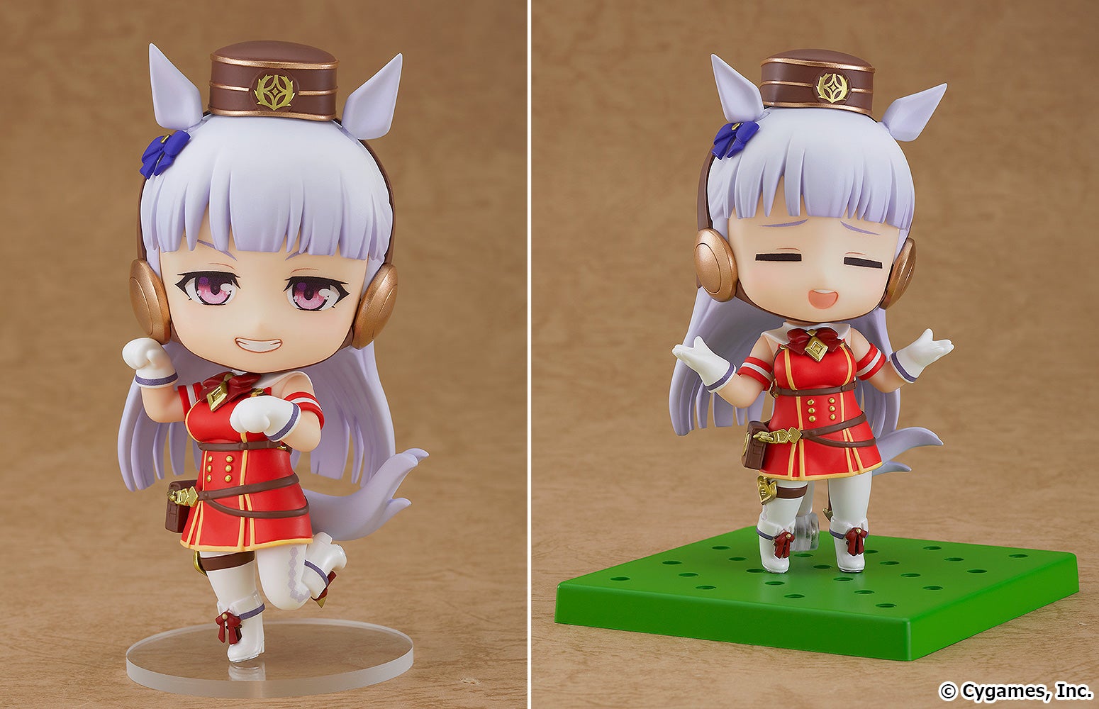 通常顔と笑顔でポーズを取るねんどろいど ゴールドシップ