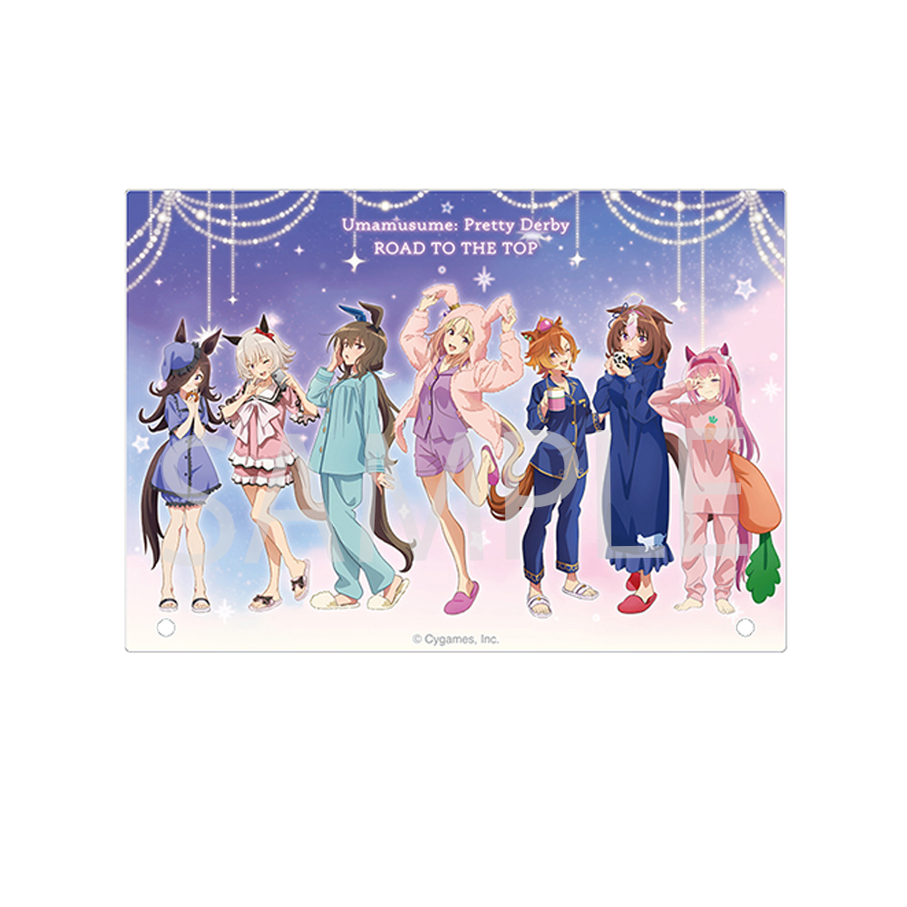 パジャマ姿の7キャラクターを描いた描き下ろしアクリルパネルの公式商品画像