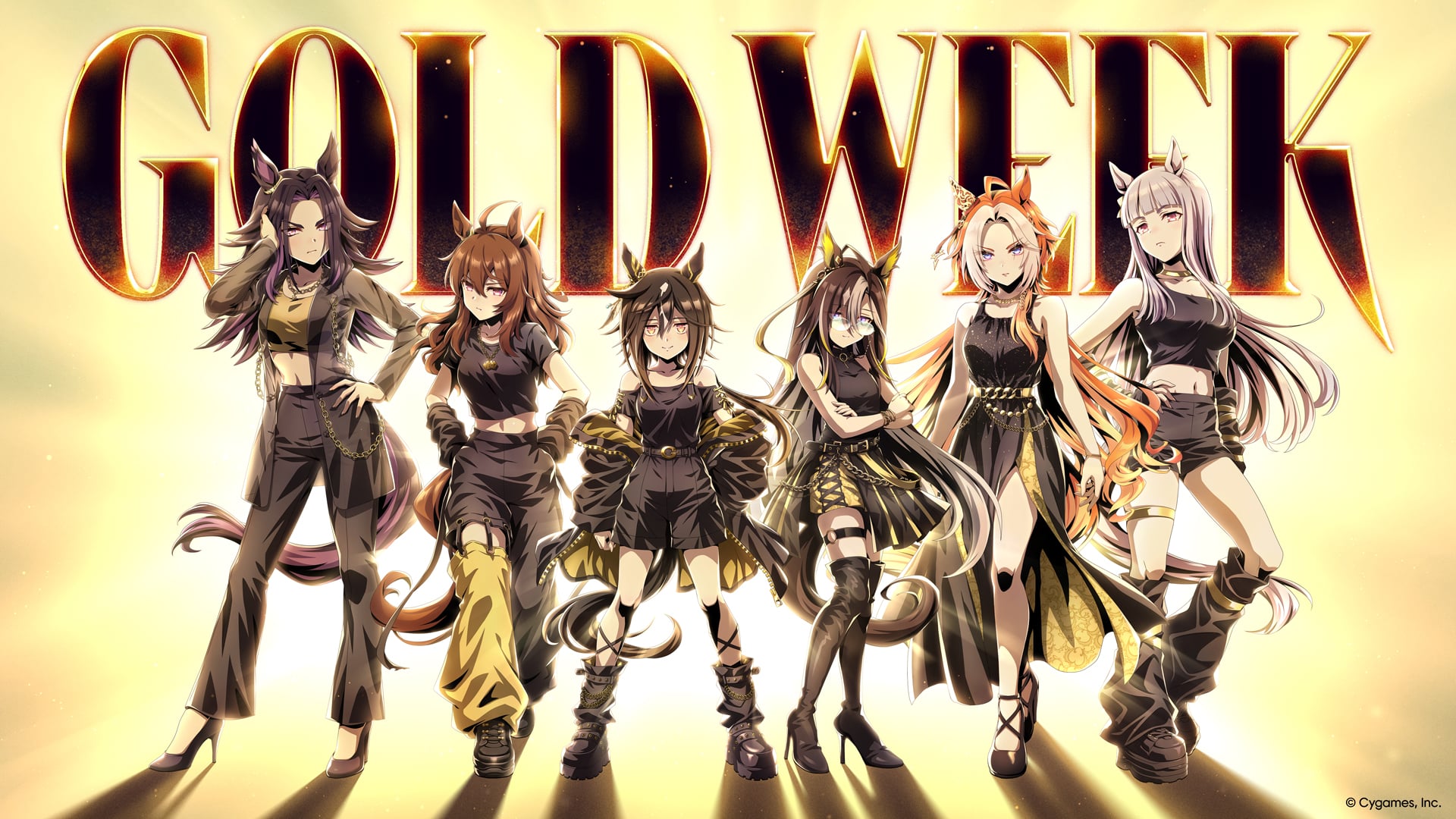 2026年GOLD WEEKキービジュアルの6人のウマ娘